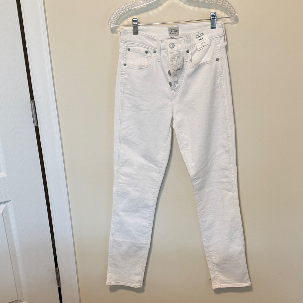 J. Crew Women's Straight Leg Jeans in White / Size 26T / Button Fly / Brand NWT